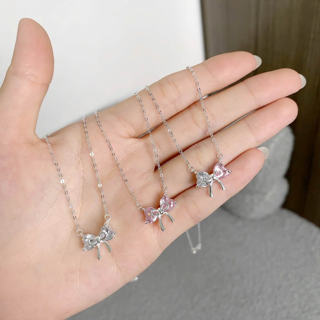 Dây chuyền nơ đá bạc ta mẫu mơi nhẹ nhàng