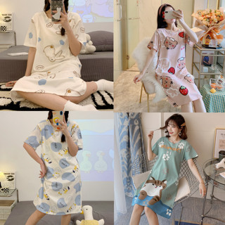 Váy ngủ bầu và sau sinh cho con bú ti VN20 - Đồ đầm mặc nhà Cotton cho mẹ thời trang mùa hè Đẹp Giá Rẻ Bigsize
