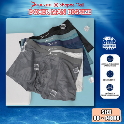 Combo 3 - 5 Quần Lót Nam Boxer Bigsize Size XL Đến 6XL AKYOO ,Mỏng Nhẹ Co Giãn Thoải Mái Thông Thoáng
