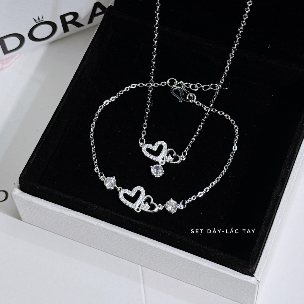 Dây chuyền tim ghép và lắc tay chuẩn bạc ta