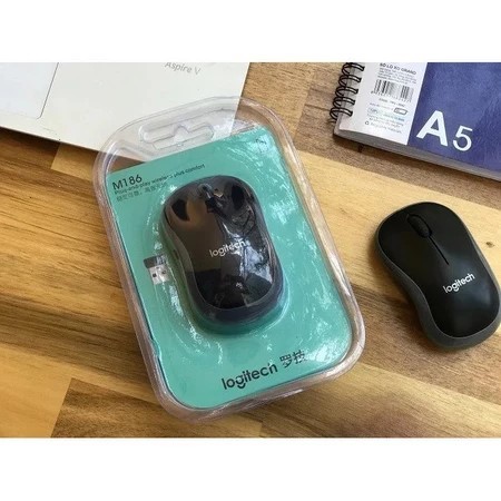 Chuột không dây cao cấp M186 Logitech, siêu bền, bảo hành