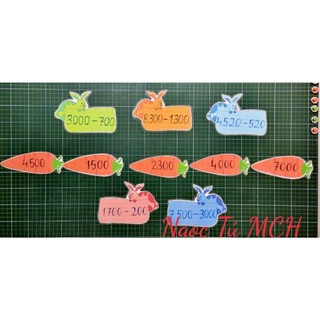 Đồ dùng dạy học MCH - Sét Bộ Thỏ tìm Cà Rốt (Thỏ A4, Cà rốt 1/2 A4 ngang) - Sẵn nam châm lá.