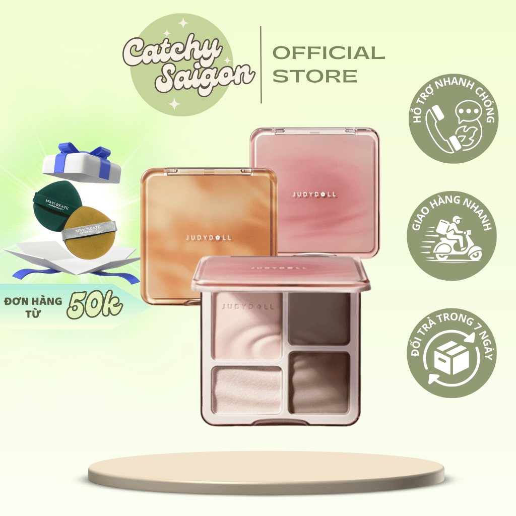 Bảng Phấn Tạo Khối Và Bắt Sáng Judydoll 9g - 4 Ô, Mịn Màng Tự Nhiên 