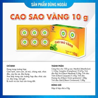  COMBO 6 HỘP Cao sao vàng 10 gam Dược TW3 - Dầu cù là- Mẫu Mới Date 2029 