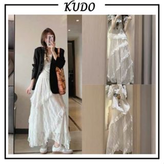 Chân váy ren trắng hottrend dáng dài midi form xoè nhẹ phối ren lệch 3 tầng, váy mùa hè cho nữ 2 lớp KUDOSHOP