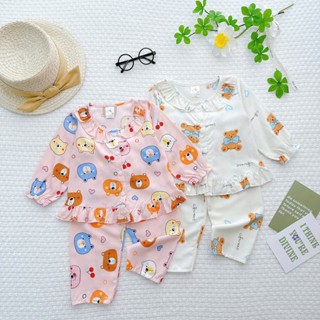 [New] SF058 Đồ Bộ Tole/Lanh Cho Bé Gái, Bộ Mặc Nhà Tay Dài Quần Dài Cho Bé Size 7-13kg Sol Fa Kids