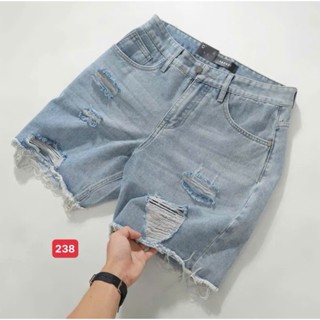 Quần short jean nam rách màu xanh chất bò - quần short jean nam co giãn thời trang cao cấp Luty_shop90 ms248