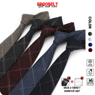 Cà vạt nam Broobelt họa tiết sọc chéo retro nhiều màu trang nhã, caravat bản 6cm kiểu vintage CV05