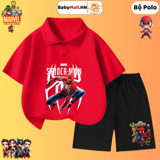  Bộ quần áo Polo hình Người Nhện Spiderman cho bé trai BABYMALL đồ bộ chất cotton mát co dãn 4 chiều 