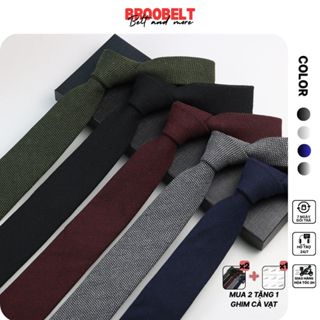 Cà vạt nam vải len trơn Broobelt nhiều màu cao cấp, caravat công sở bản 6cm kiểu đơn giản nam CV01