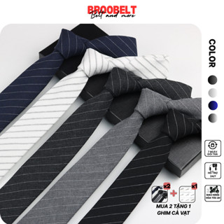 Cà vạt nam Broobelt họa tiết kẻ nhiều màu cao cấp, caravat bản 6cm kiểu đơn giản trang nhã CV03