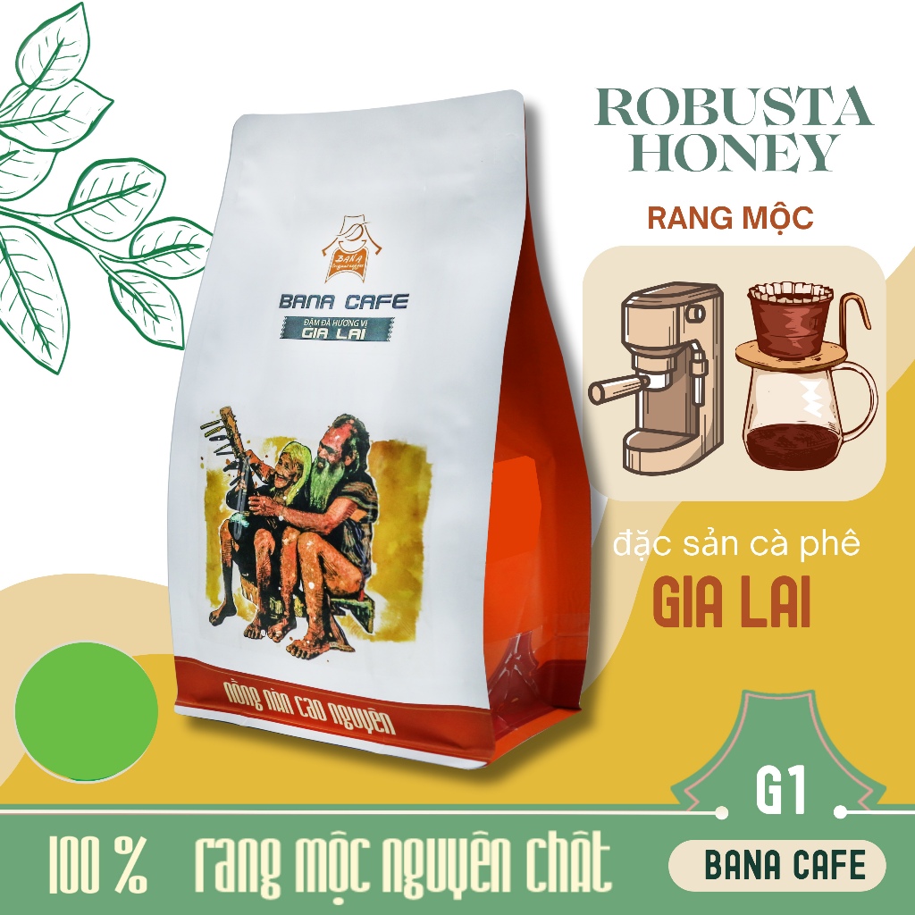 Cà phê Bana Cofe G1 | Cafe rang mộc nguyên chất 100% Robusta (Pha phin/Pha máy/Nguyên hạt) | Coffee