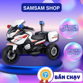  Xe Máy Điện Trẻ Em Police 608 Cho Bé 1-5 Tuổi Kèm Sạc Nhạc Còi Đèn Tải Trọng 40kg 