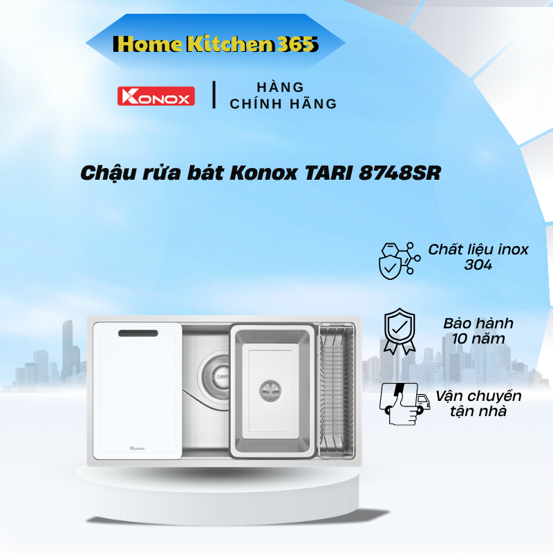 Chậu Rửa Chén Bát Chống Xước Phong Cách Nhật Konox TARI 8748SR - HK3