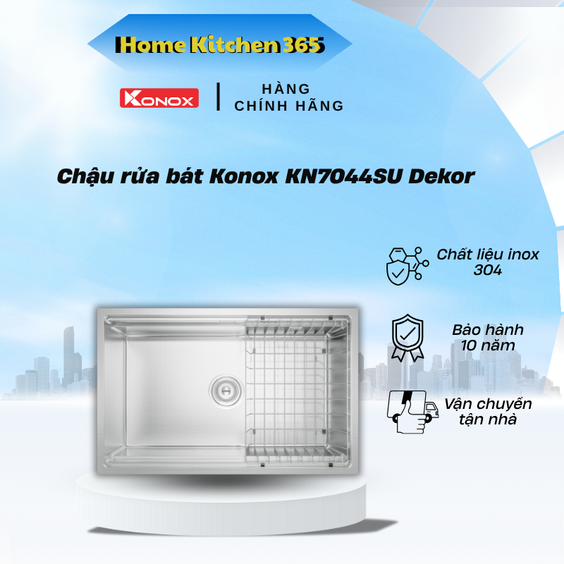 Chậu Rửa Bát Chống Xước Konox KN7044SU Dekor - Chất Liệu Inox SS304 - Chống Mài Mòn - HK3