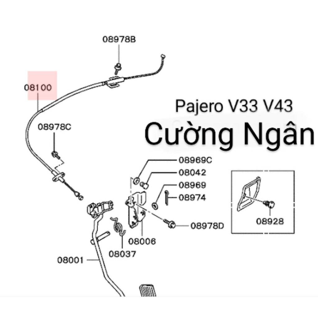 Dây cáp ga (Cable accel) Pajero V33 V43 MB539647