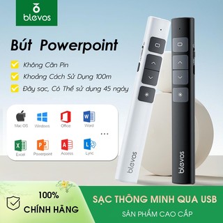 Bút trình chiếu slide powerpoint Blevos laser thuyết trình không dây pin sạc điều khiển từ xa 2 màn hình xa 100m