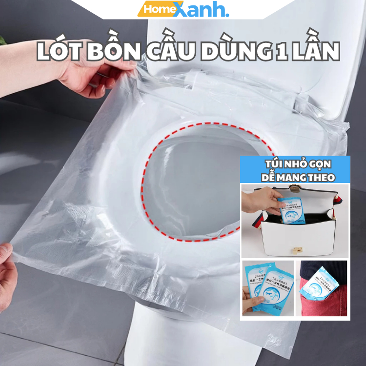 Miếng lót bồn cầu vệ sinh du lịch, giấy lót bồn câu tự phân hủy, vô trùng, không thấm nước -HomeXanh