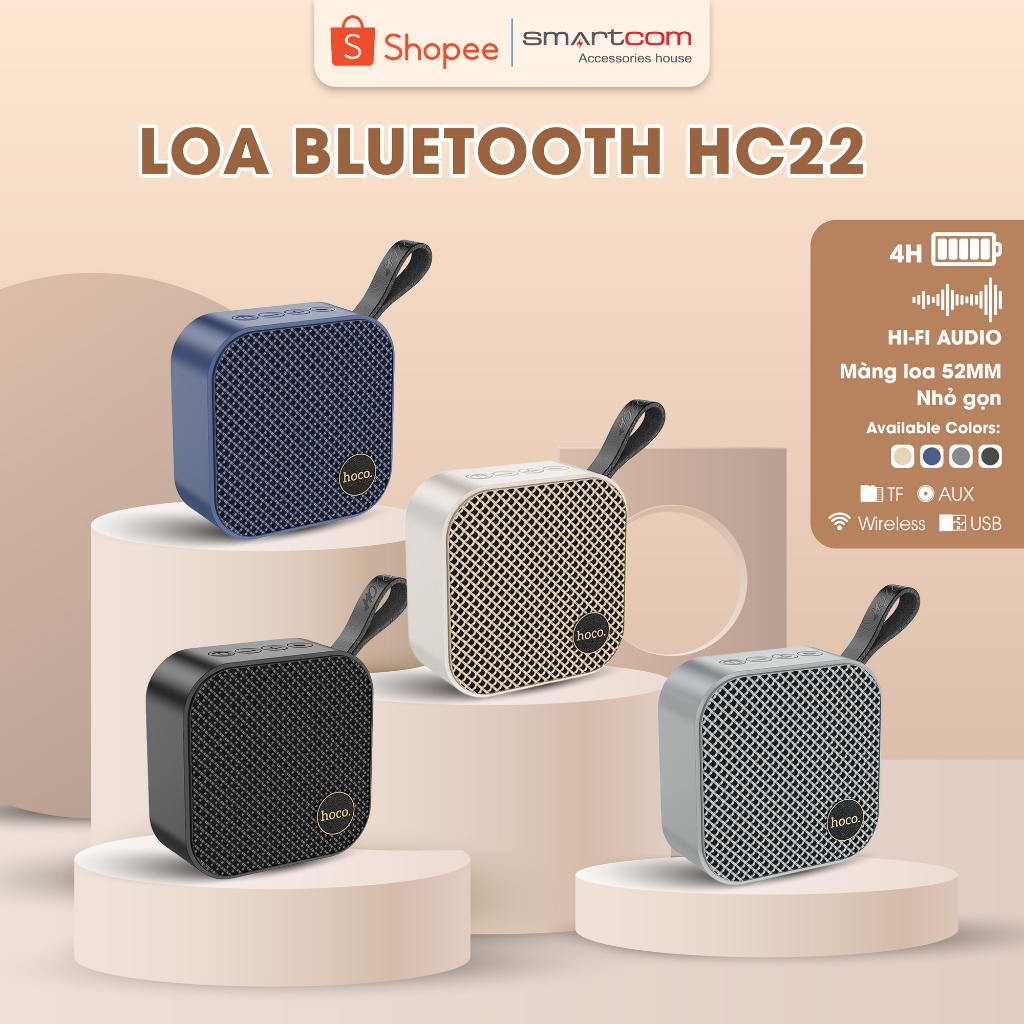 Loa cầm tay Bluetooth HC22 Hoco [Màng loa lớn - HI FI - 4 chế độ kết nối] USB, Thẻ nhớ, dây audio, loa bluetooth | BigBuy360 - bigbuy360.vn