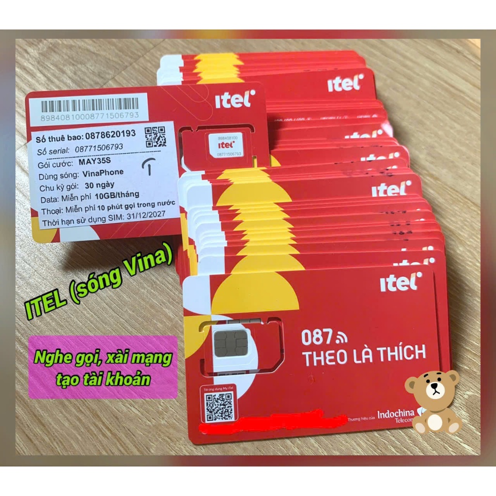 Sim 4G ITEL (sóng Vina) nghe gọi xài mạng tạo tài khoản [Free 10gb & 10p gọi]