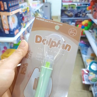 Thìa ăn dặm Silicon Dolphin cho bé, đầu thìa mềm to dễ ăn, nhiều màu lựa chọn