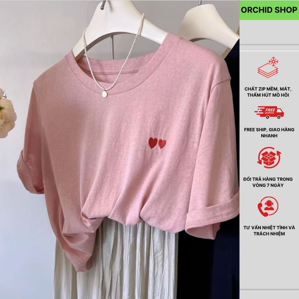 Áo phông nữ, Áo cộc tay nữ, Áo thun nữ cotton, Áo hè 2025 hot nhat, Áo phông nữ cotton Orchid shop