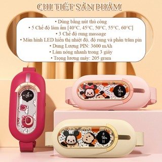 Máy Chườm Bụng Kinh, Đai Massage Giảm Đau Bụng Kinh Ngày Dâu Mickey Minnie Gấu Dâu
