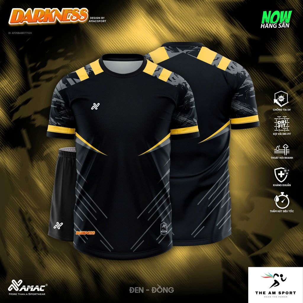 [In Tên & Số] Bộ Quần Áo Đá Bóng AMAC Darkness - Thoáng Mát, Thấm Hút Tốt | The AM Sport