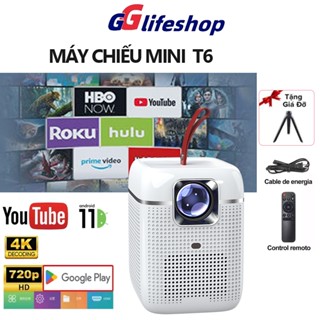 Máy chiếu mini T6 4K Android 11.0 Full HD Tự động Keystone WiFi2.4/5G Kết nối điện thoại laptop ios xem phim