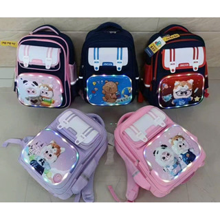 Balo Baby three hoạ tiết 3d nổi chống gù cho bé, balo phát sáng chống thấm nước cho học sinh cấp 1