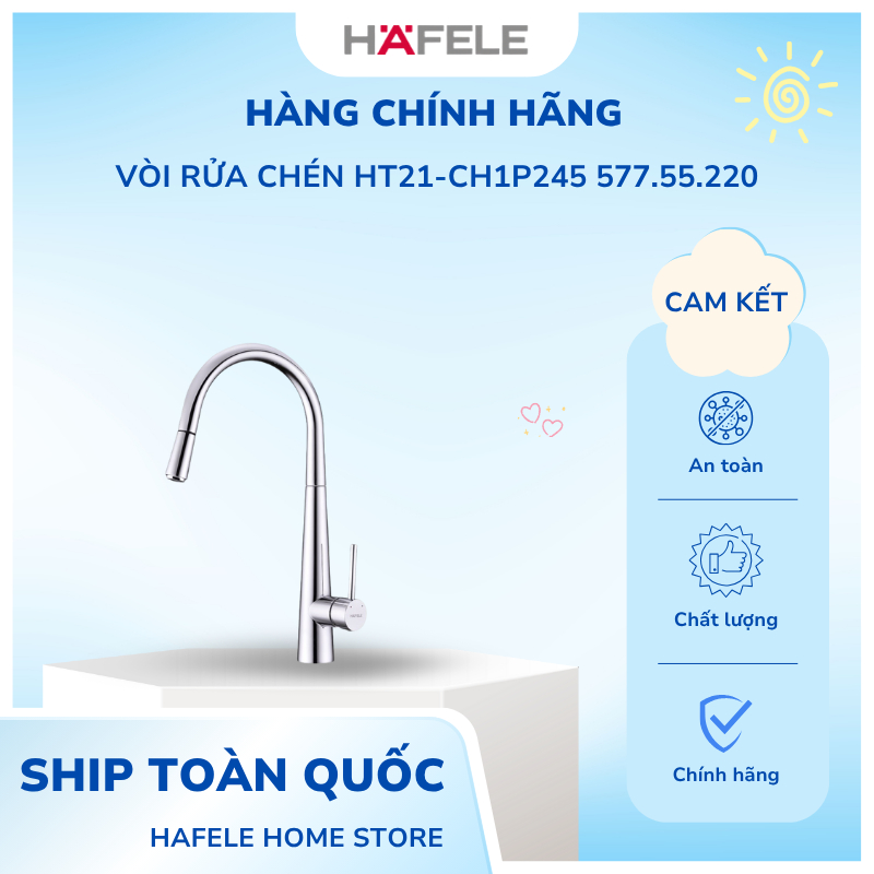 Vòi Rửa Bát Hafele HT21-CH1P245 - 577.55.220 – Thiết Kế Hiện Đại, Xoay 360° - HKS