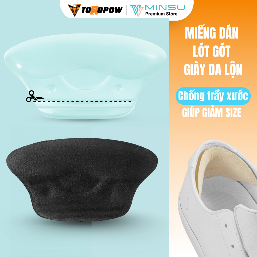 Miếng Lót Bảo vệ Gót Giày MINSU M5512 Bảo Vệ Gót Chân, Chống Trầy, Chống Tuột, Giảm Size, Lót Giày Silicon Và Da Lộn