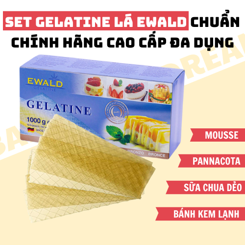 Set 20 Lá Gelatin Ewald cao cấp nguyên liệu chính làm mousse cake, pannacota, bánh plan, soup,...