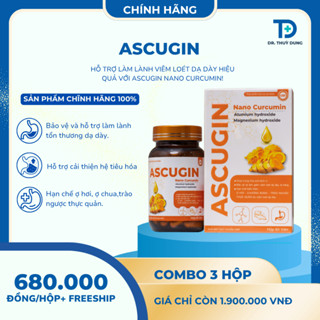 Viên Uống Dạ Dày ASCUGIN NANO CURCUMIN 60 Vên  - Hỗ Trợ Cải Thiện Các Triệu Chứng Trào Ngược, Viêm Loét Dạ Dày Thực Quản