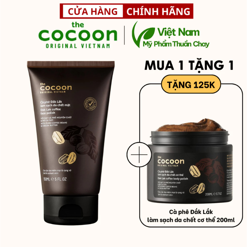 Tẩy da chết mặt cà phê Đắk Lắk Cocoon 150ml Dak Lak coffee face polish