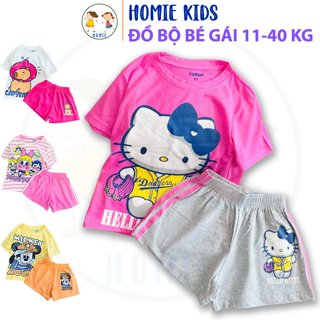 Quần áo bé gái size đại 11-40 kg set đồ bộ trẻ em vải thun cotton in hoạt hình công chúa kuromi pony elsa Homie Kids