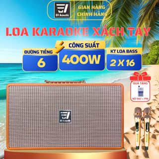 Loa Xách Tay Karaoke EV-4216 | 2 Bass 16 | Công Suất 400W | Thùng Bọc Da | 6 Đường Loa 3 Đường Tiếng | Micro Kim Loại