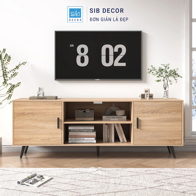 [Chỉ giao lắp tại TP.HCM] Kệ Tivi Để Sàn Với Nhiều Ngăn Lưu Trữ Kèm Chân Sắt Và Tay Nắm Hiện Đại SIB Decor KTV2550