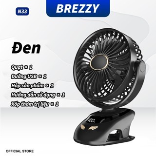 Brezzy Quạt Tích Điện Để Kẹp Bàn Mini Usb Kẹp Xe Đẩy Cho Bé điều Hoà Làm Mát Có Thể Xoay