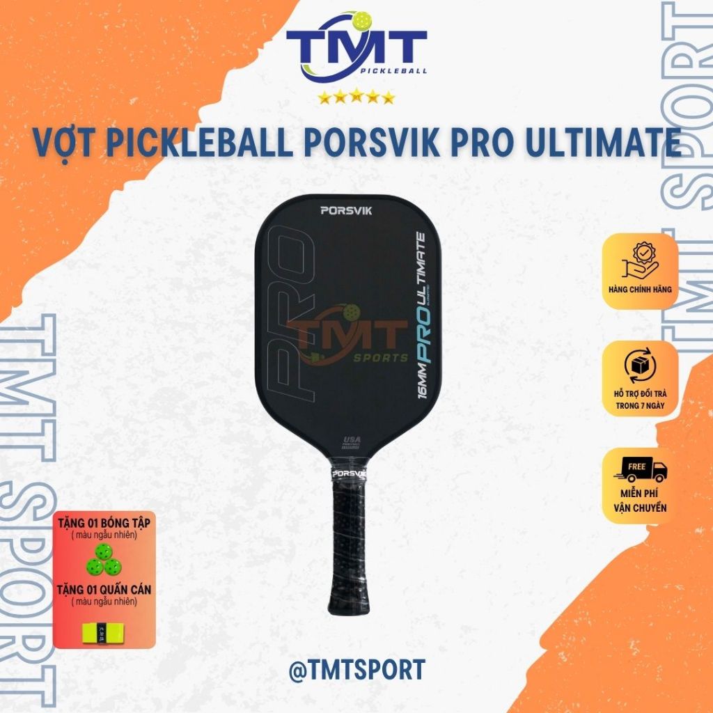 Vợt Pickleball Porsvik Pro Ultimate chính hãng, Vợt 16mm siêu trợ lực, siêu nhám, em trai gearbox