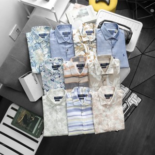 Áo sơ mi linen polo hoạ tiết xuất xịn cao cấp, áo sơ mi đũi nam tay ngắn nhiều màu chuẩn form có big size lên tới 110kg