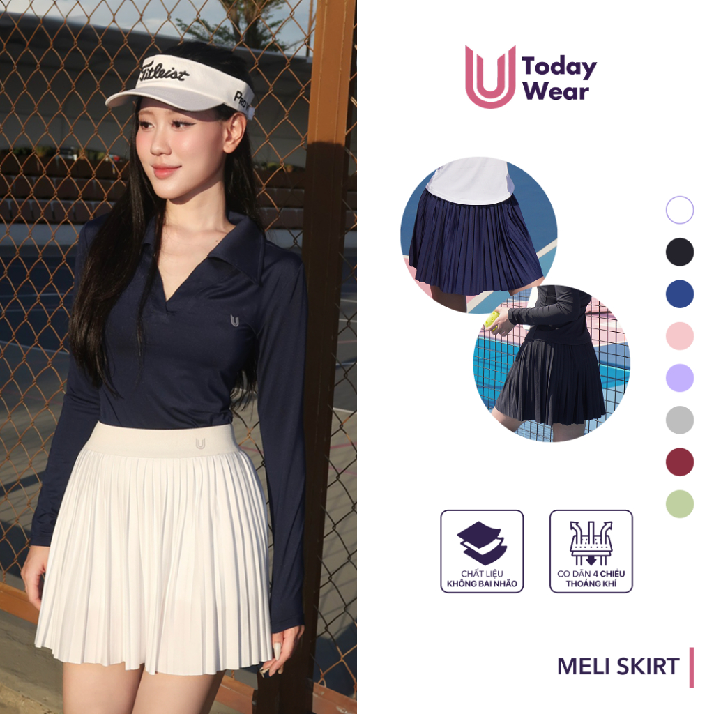 [TẶNG 1 TẤT] Chân váy ngắn xếp ly thể thao Meli Skirt Today U Wear may sẵn quần bảo hộ thoải mái chơi tennis pickleball | BigBuy360 - bigbuy360.vn