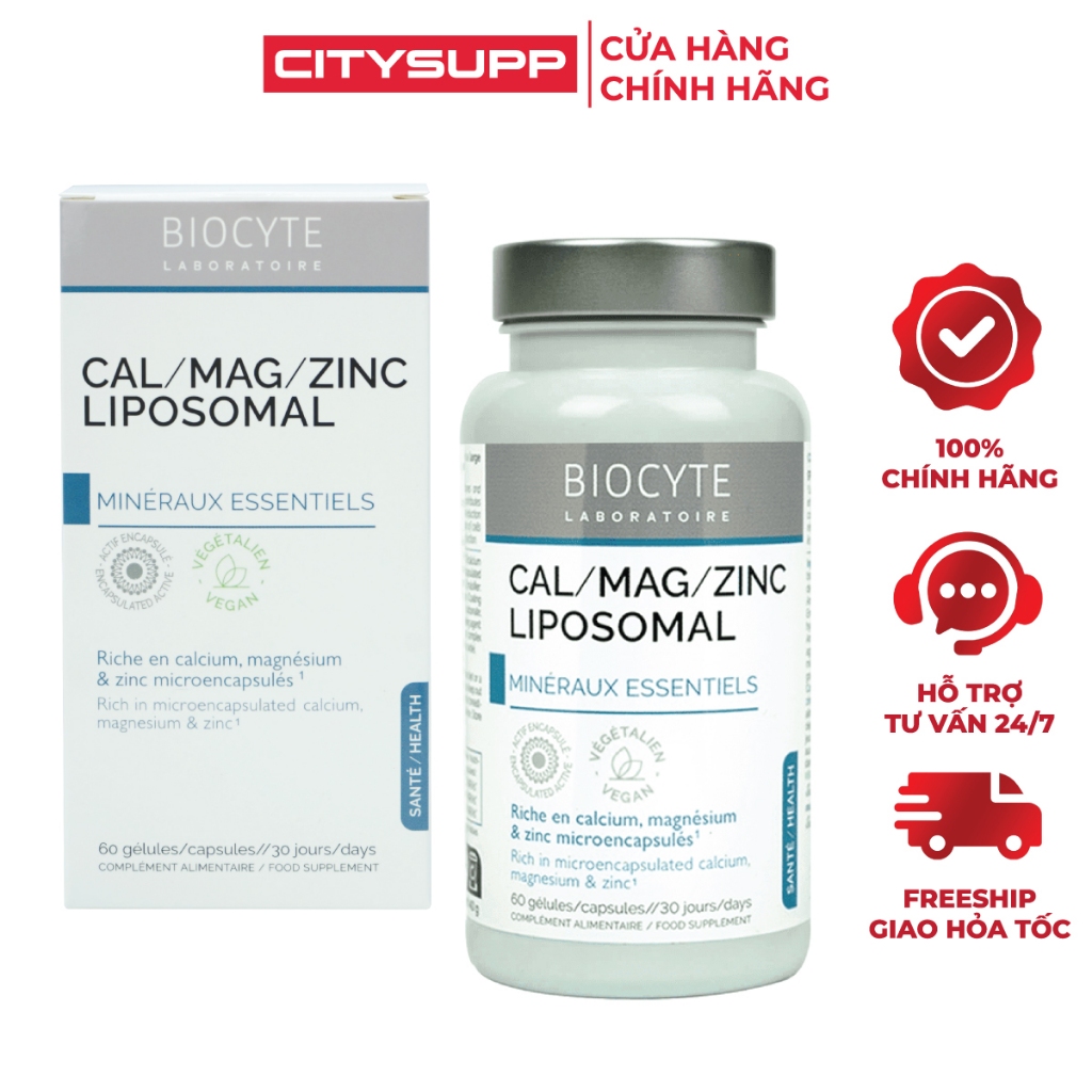 Viên Uống Bổ Sung Canxi – Magie – Kẽm Liposomal Biocyte 60 viên