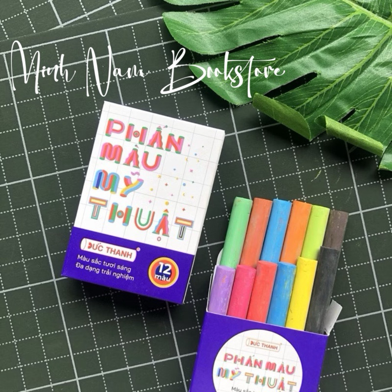 (Combo 1/2/3/5 Hộp) Hộp phấn 12 màu mỹ thuật - không bụi, trang trí bảng, vẽ tranh nghệ thuật, kẹp phấn Đức Thanh