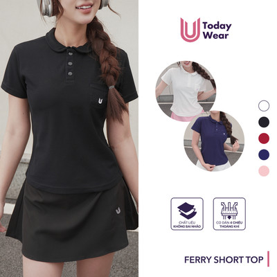 [Xả Hàng Giá Sốc] Áo thun polo thể thao nữ cổ lá sen Ferry Short Top cộc tay chất cotton cá sấu chơi tennis Today U Wear