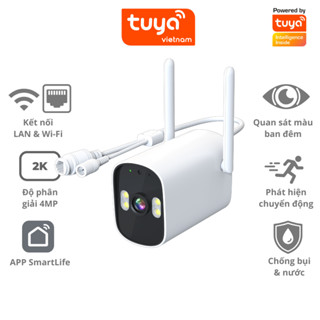 Camera TUYA Ngoài Trời 4MP Kết Nối Cổng LAN, WiFi, Đèn Chiếu Ban Đêm, APP SmartLife