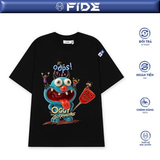 Áo thun FIDE Oggy unisex form rộng đính gấu local brand cổ tròn oversize- AT186