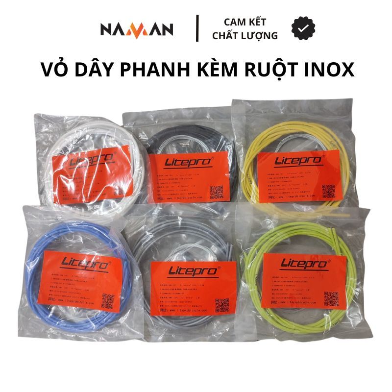Vỏ dây phanh Litepro kèm ruột Inox phụ kiện xe đạp