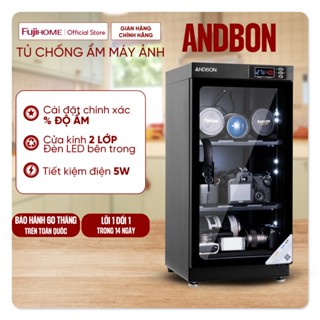 Tủ chống ẩm máy ảnh 50 Lít nhập khẩu Andbon chính hãng, tủ hút ẩm 50L 3 ngăn chống xước, cài đặt % độ ẩm chính xác