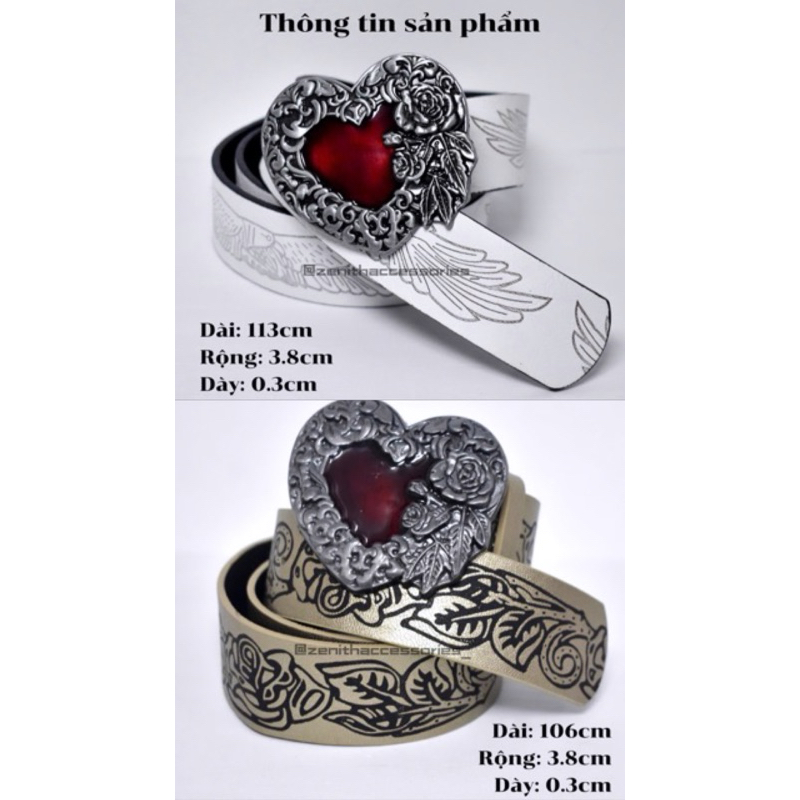 Dây nịt/ Thắt Lưng kim loại ZENITHACCESSORIES hoạ tiết phong cách Y2K 💚